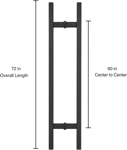 Vista 2 de Prima Decorative - Tirador de puerta largo, manija de puerta de entrada 72 pulgadas rectangular en forma de H, acero inoxidable 304 - Negro