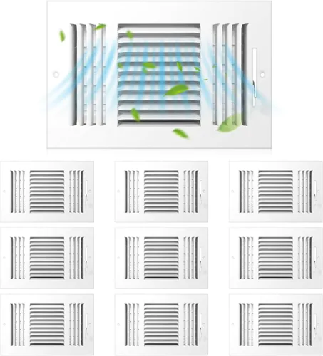 Vista 6 de Zonon 1 cubierta de ventilación de techo de 10 x 4 pulgadas, 3 vías para pared lateral, pared lateral, cubierta de ventilación de aire Blanco