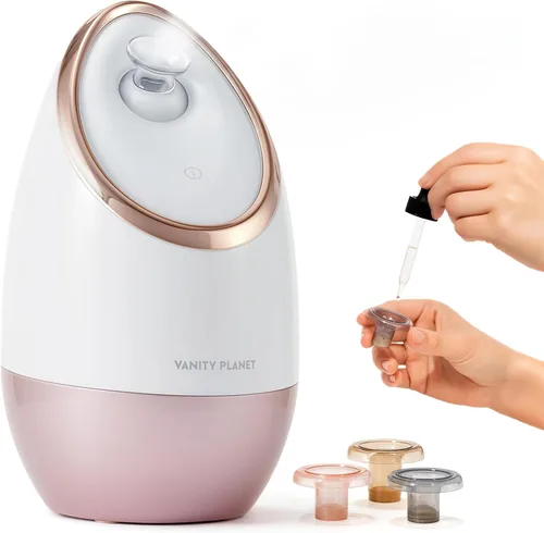 Vista 8 de Vanity Planet Aira - Vaporizador facial iónico (beige) – Limpiador de poros que desintoxica, limpia e hidrata – Boquilla ajustable, tanque de agua