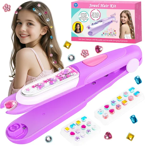 Vista 9 de Kit de Estampador de Gemas para el Cabello - Joyas Brillantes para el Cabello para Juguetes de Niñas - Accesorios para el Cabello con Diamantes