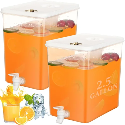 Vista 9 de Domensi 1 paquete dispensador de bebidas de 2 galones para refrigerador con grifo dispensador de agua tapas a prueba de fugas pantalla de filtro