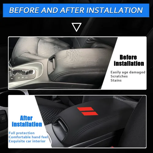 Vista 2 de Funda para reposabrazos de consola central de automóvil para Dodge Journey 2011 2012 2013 2014 2015 2016 2017 2018 2019 2020 cuero antiarañazos