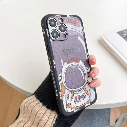 Vista 31 de Yonds Queen para iPhone 7 Plus / 8 Plus, linda funda con diseño de astronauta de dibujos animados, elegante parachoques de TPU suave, protectora