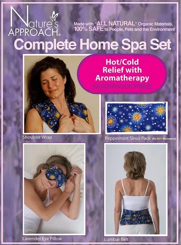 Vista 6 de Nature's Approach Juego de 4 almohadillas térmicas para aromaterapia con 12 hierbas calmantes para microondas Shoulder wrap, belted lumbar wrap
