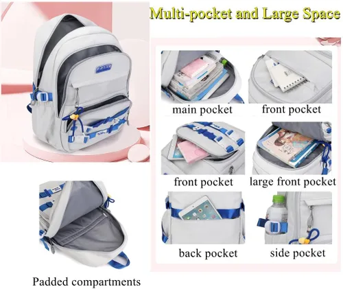 Vista 6 de Mochila con ruedas para niñas, mochila con ruedas para niños, mochila escolar con ruedas, 2 Wheels-pink