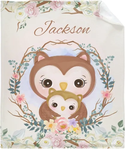 Vista 12 de Manta de franela personalizada con nombre de elefante bebé para niñas y niños, regalo divertido y significativo para todas las estaciones