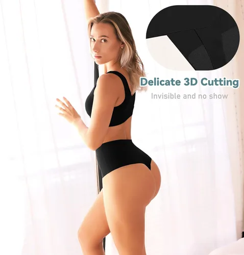 Vista 3 de SINOPHANT Tangas de cintura alta para mujer, sin costuras, ropa interior invisible, paquete de 4