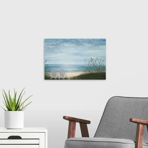 Vista 3 de Sillas de playa - Lienzo decorativo para pared, ilustraciones costeras