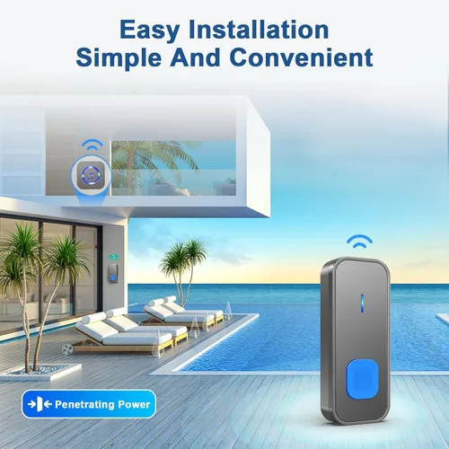 Vista 6 de SURFOU Timbre inalámbrico para el hogar, 1 botón y 1 receptor enchufable