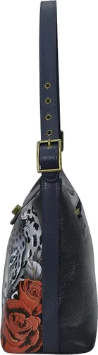 Vista 6 de Anna by Anuschka Women's Hand-Painted Genuine Leather Studded Side Hobo