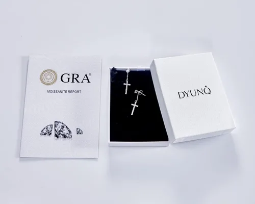 Vista 5 de DYUNQ Aretes de moissanita, aretes largos de diamantes creados en laboratorio, aretes colgantes de plata de ley 925, hipoalergénicos, chapados