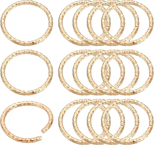 Vista 9 de PATIKIL Anillo con dije de copa de vino de 0.05 x 0.59 pulgadas, paquete de 100 aretes de metal con cuentas trenzadas, anillos abiertos, dorado