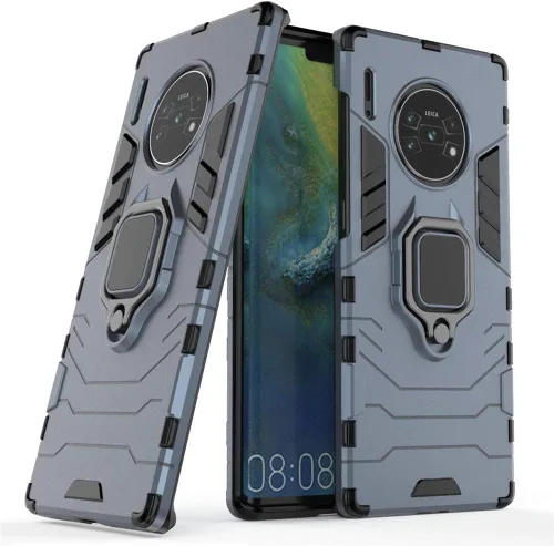 Vista 8 de Compatible con Huawei Mate 30 Pro, funda Huawei Mate30 Pro 5G, soporte de anillo de metal, parachoques duro a prueba de golpes