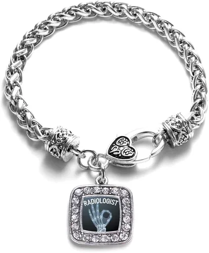 Vista 61 de Pulsera de dijes cuadrados de plata con joyería de circonita cúbica