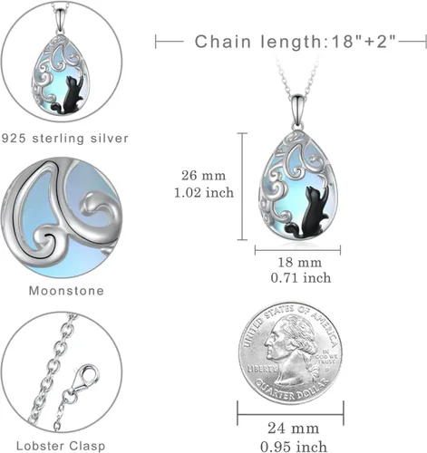 Vista 4 de Feijiesi Animal Necklace Sterling Silver SnakeDeerBatHighland CowPandaKoalaCat Pendant Necklace Animal Jewelry Gifts for Women Girls
