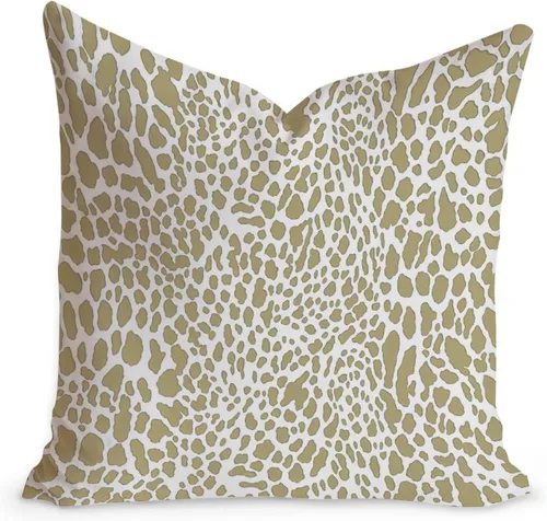 Vista 25 de Funda de cojín decorativa con estampado de guepardo verde peridoto para sofá, funda de almohada verde crema con estampado de leopardo con A-16