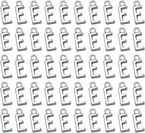 Vista 5 de 50pcs plata antigua letra E aleación colgante encantos para bricolaje joyería fabricación para collares, pulseras llaveros más, aleación, Aleación.