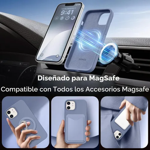 Vista 3 de GONEZ Magnetic for iPhone 12/12 Pro Case, Silicone Cover Lavender Gray Lavanda Gris