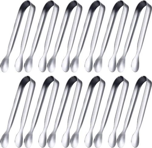 Vista 9 de Gejoy 12 Piezas Pinzas Mini Pinzas Pequeñas para Servir de Acero Inoxidable Mini para Azúcar Tabla de Charcutería Aperitivos Postre Servir Comida