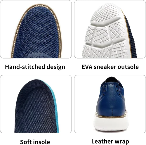 Vista 6 de Zapatos deportivos casuales para hombre, cómodos, de punto, de malla, ligeros, transpirables, formales, Oxford, para negocios