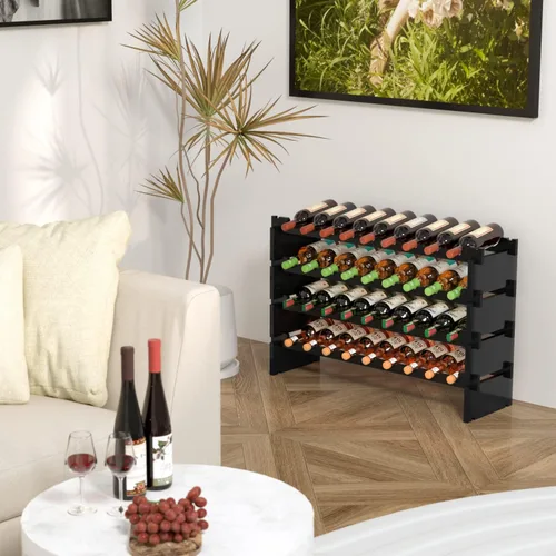 Vista 5 de Domax Estante para vino independiente – 36 botellas de madera apilable soporte de almacenamiento de vino para gabinete, bar, despensa y bodega