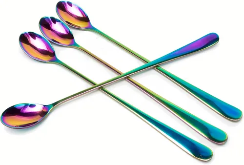 Vista 10 de Long Handle Iced Tea Spoons, 7.9" 18/10 Stainless Steel Cocktail Stirring Spoons with Thickened Ergonomic Handle, Tall Coffee & Latte Stirrers
