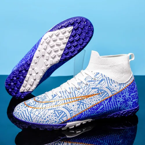 Vista 3 de Zapatos de fútbol para hombre, con cordones, antideslizantes, para interiores, fútbol sala, TF, tacos de césped
