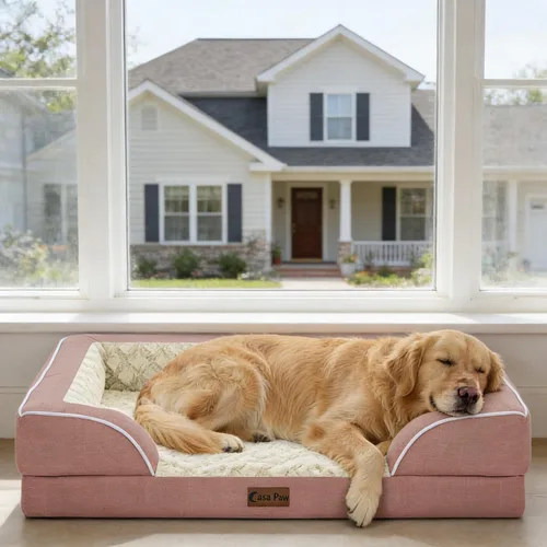 Vista 28 de Camas ortopédicas para perros grandes, cama de espuma viscoelástica impermeable para mascotas grandes con lados 89x56 cm, sofá para perros grandes