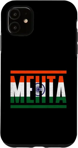 Vista 5 de iPhone 15 Mehta Surname Family Pride India Flag Case
