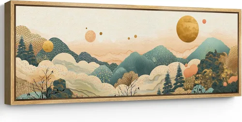 Vista 45 de SIGNFORD Lienzo enmarcado extragrande para pared, diseño de flores silvestres, paisaje, campo escénico con flores florecientes, ilustraciones