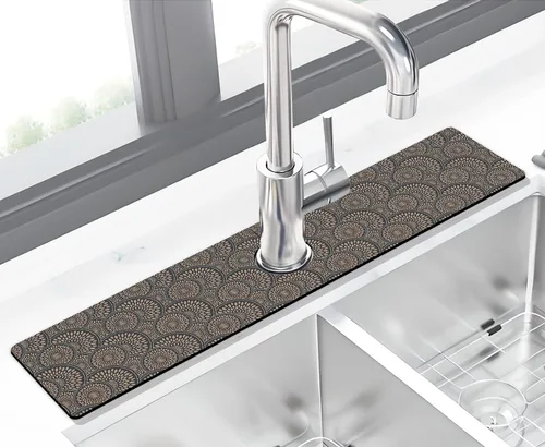 Vista 6 de Tapete protector contra salpicaduras para grifo de fregadero de cocina - 2 piezas, tapete súper absorbente de secado rápido, accesorios