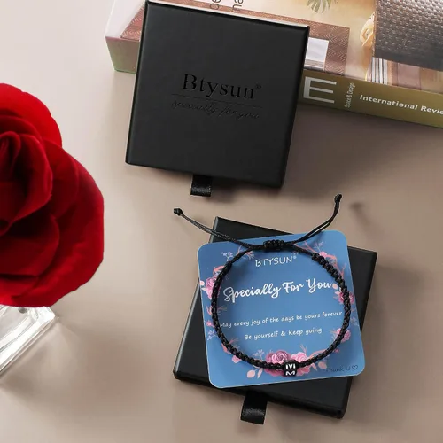 Vista 7 de Pulseras con iniciales para mujeres y hombres, regalos para ella, adolescente, mejor amiga, cumpleaños, graduación, delicadas pulseras trenzadas