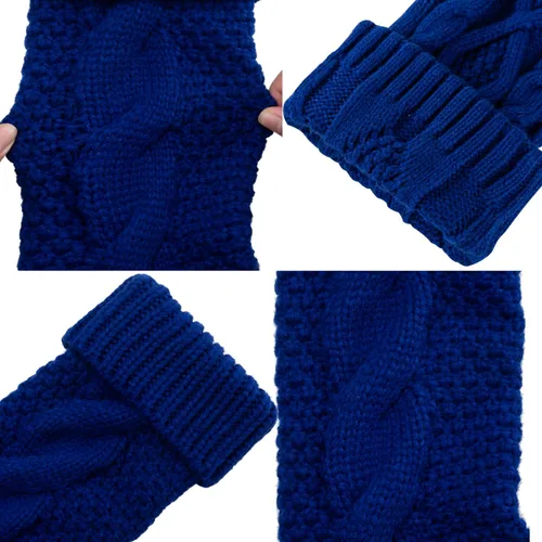 Vista 3 de Calcetines navideños de punto trenzado a granel, color azul, 18 pulgadas, para decoración navideña, paquete de 4