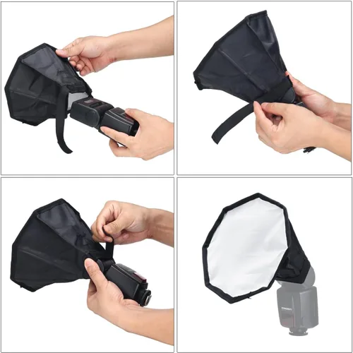 Vista 6 de waka Caja de luz difusora de flash, [2 unidades] Speedlight Softbox plegable con bolsa de almacenamiento, caja de luz octagonal de 8 pulgadas + 8 x