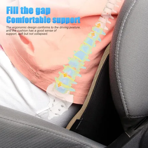 Vista 4 de Cojín de asiento de automóvil, almohadilla de espuma viscoelástica para asiento de automóvil, cómoda almohada de respaldo bajo y coxis para aliviar