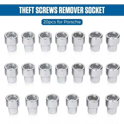 Vista 8 de BELEY Kit de llave de tuerca de bloqueo de rueda 20PCS para Porsche VW Touareg Juego de herramientas antirrobo para quitar tuercas con removedor