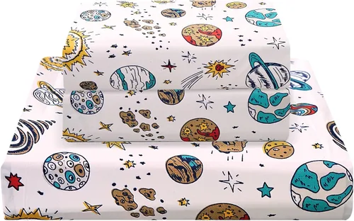 Vista 12 de JSD - Juego de sábanas de 3 piezas para niños, tamaño individual Soft Printed Microfiber Sheet and Pillowcase Set, OEKO-TEX Certified, 16 inch Deep