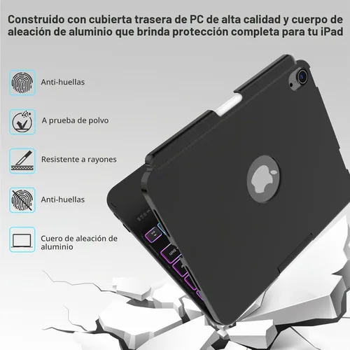 Vista 6 de TaIYanG Funda de teclado para iPad mini 7 A17 Pro 2024 y Mini 6, funda de teclado con trackpad retroiluminado de 7 colores para iPad mini 6ª