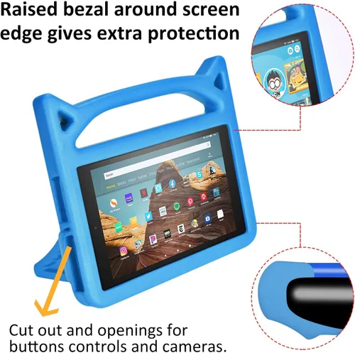 Vista 4 de Funda protectora para tablet de 1 0, ligera, a prueba de golpes, con bonito soporte de mango de gato (9ª/7ª generación, versión 2019/2017)