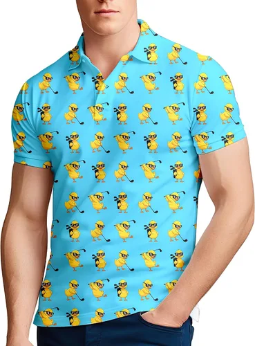 Vista 18 de Camisa de golf de los años 80 para hombre, ajuste seco, manga corta, estampada, divertidas, camisas de golf de los años 90 para hombre
