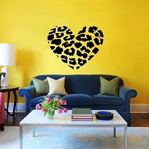 Vista 2 de pared con forma de corazón Cheetah Spot Corazón Amor De Impresión calcomanía para pared calcomanías vinilo Home Interior Decoración de pared