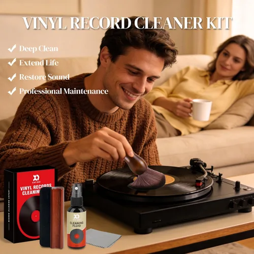 Vista 4 de Kit de limpieza de discos de vinilo 5 en 1, cepillo de disco