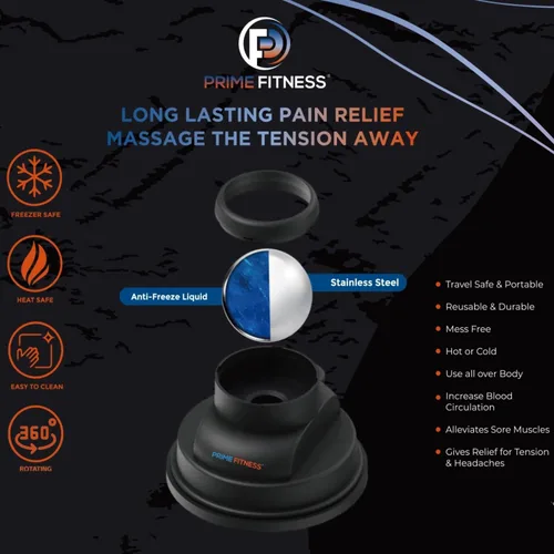 Vista 6 de PRIME Fitness Bola de masaje montada en la pared Terapia de frío Masajeador de espalda Cryo Stick Alivia el dolor muscular (masajeador 360)