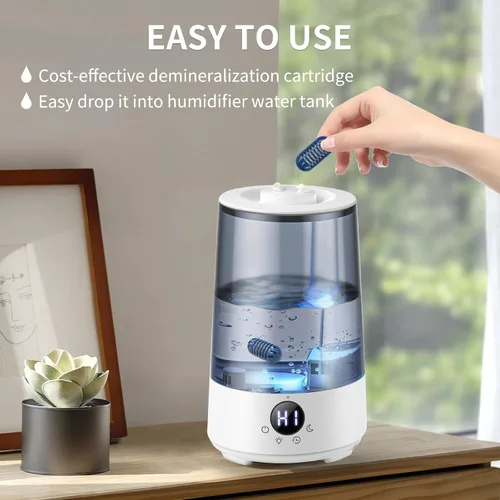 Vista 5 de Paquete de 12 cartuchos de desmineralización para humidificador compatible con HoMedics Total-Comfort, tabletas de desmineralización y filtro