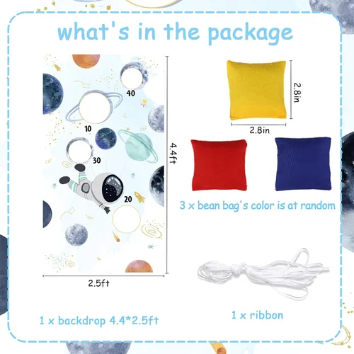Vista 3 de Serencatcher Juego de lanzamiento del espacio exterior, juegos de lanzamiento de bolsas de frijoles del sistema solar con telón de fondo para juego