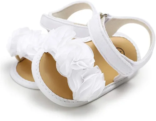 Vista 4 de Timatego Infant Baby Girls Summer Sandals with Flower Soft Sole Newborn Toddler First Walker Crib Dress Shoes