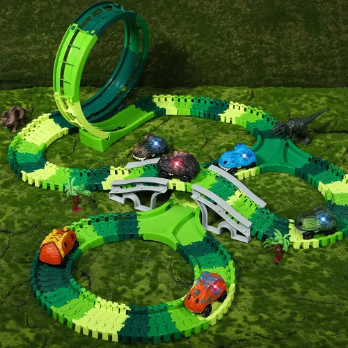 Vista 3 de Skylety 6 Pack Dino Race Cars LED Compatible with Most Tracks,Dinosaur