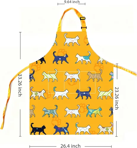 Vista 3 de Delantal de gato lindo delantal de cocina para mujeres y hombres, delantales divertidos para cocinar, hornear, pintura, jardinería y fiesta