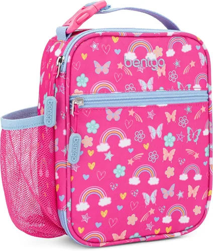 Vista 8 de Bentgo - Bolsa de almuerzo aislada para niños, resistente al agua, reutilizable, ligera y duradera, con soporte para botella de agua y bolsillo