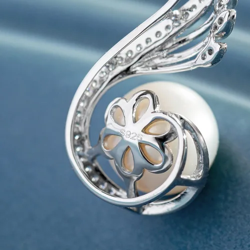 Vista 5 de FANCIME Collar de perlas de Phoenix de 9 a 0.394in de plata de ley con piedra natal de junio, collar de una sola perla, joyería fina para mujer